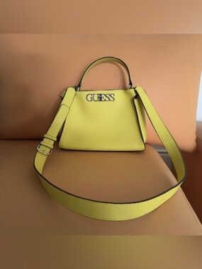 Guess Women's Uptown Chic Large Turnlock Satchel - Yellow *Stained on the back*